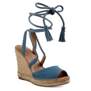 Medina Blue Lace Up Wedges